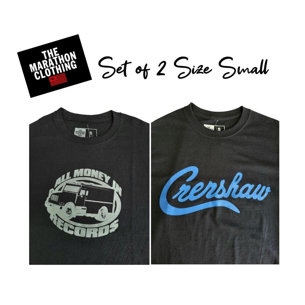 NWT The Marathon Clothing 2-Pk T-Shirt All Money In Crenshaw In Black Size S